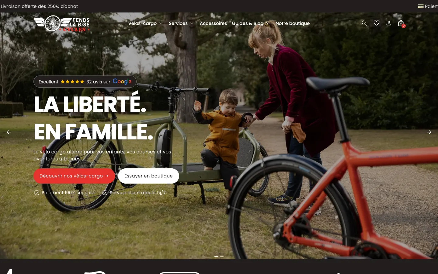 Page d'accueil du site Fends La Bise Cycles